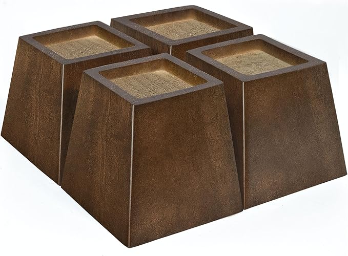 Sopicoz Wooden Furniture Risers Tapered Bed Risers (Brown 4pcs, 3 inch Pyramid)