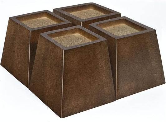Sopicoz Wooden Furniture Risers Tapered Bed Risers (Brown 4pcs, 3 inch Pyramid)