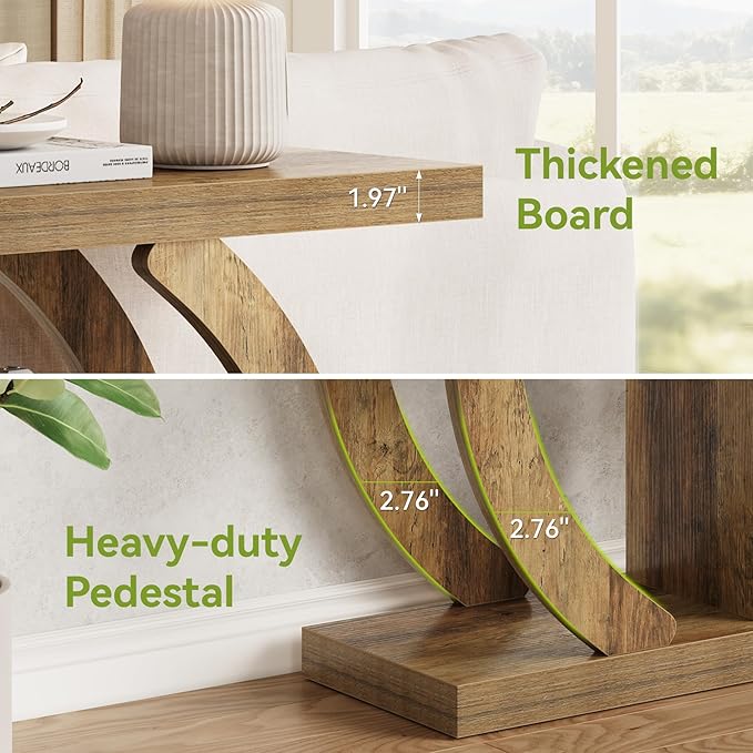 LITTLE TREE Console Table, 4-Tier Farmhouse Wooden Sofa Table Behind Couch, 42.5-Inch Narrow Entryway Hallway Foyer Tables for Living Room, Console Sofa Tables with Storage Shelves, Rustic Brown