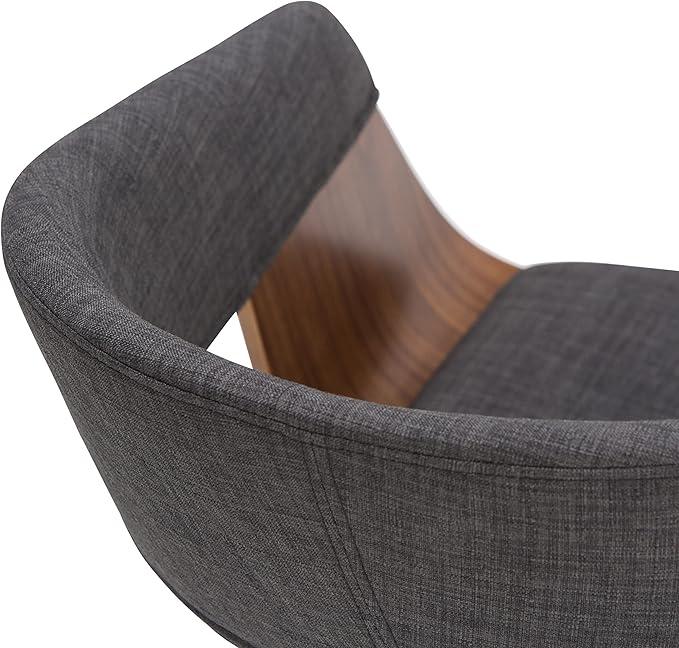 SIMPLIHOME Lowell Dining Chairs - Upholstered Walnut Finish Bentwood Frame and Linen-Style Fabric Kitchen Chair in Charcoal Grey, Modern Dining Room Seating with Curved Back and Padded Seat