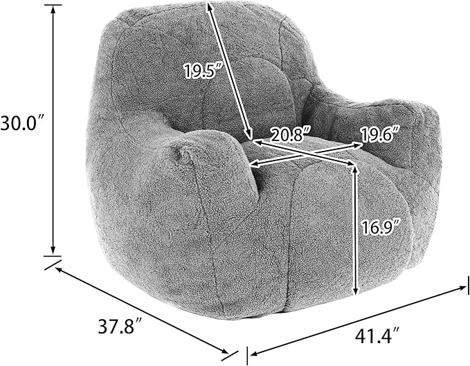 Furniliving Bean Bag Chair, Giant Bean Bag Chair Stuffed Floor Sofa for Adults Comfy Bean Bag Sofa with Back Support, Oversized Bean Bag Couch for Living Room Bedroom Dorm Office, Teddy, Dark Blue