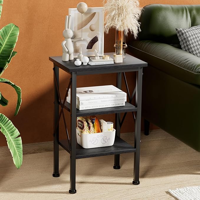 VECELO Modern Nightstands X-Design Side End Table Night Stand with Storage Shelf for Bedroom,Living Room