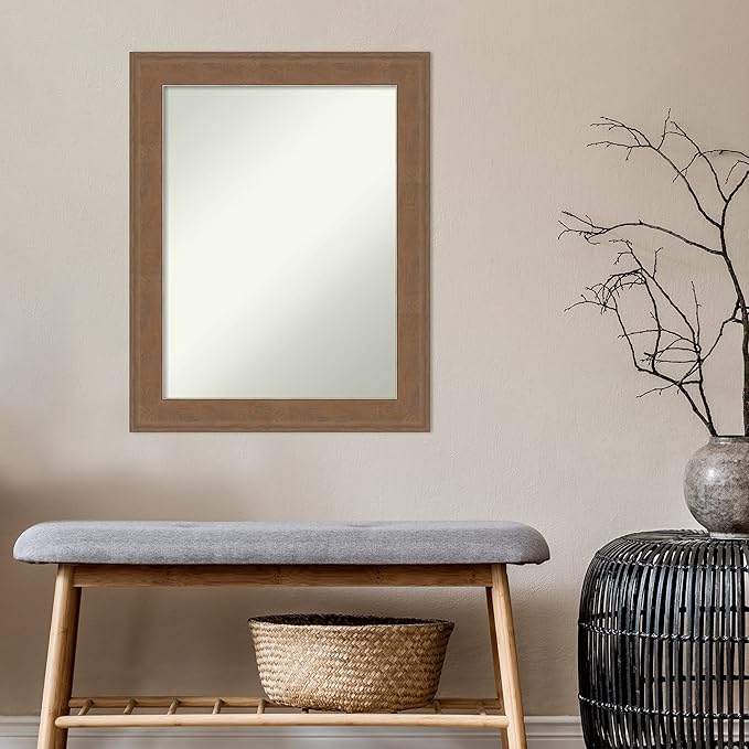 Amanti Art Grey Bathroom Mirror for Over Sink, 29x23 Alta Brown Grey Rectangle Vanity Mirror, Medium Country Rustic Frame, Hangs Horizonally and Vertically, Bathroom Wall Decor, Non-Beveled Edge