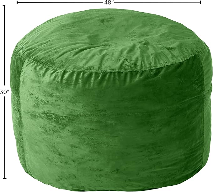 Sofa Sack Bean Bag Chair Cover Only, for Adults and Kids, Without Filling Comfy Fluffy Round or Oval Beanbag Chair Cover Replacement, Lazy Sofa Cover for Reading Chair or Floor Chair, 4-Feet, Lime