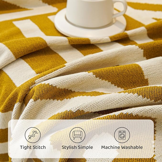 STACYPIK Boho Ginger Yellow Couch Cover, Reversible Sofa Cover L Shaped, Pets Protector for 2 Cushion Couch, Anti Slip Loveseat Sofa Cover Pet Friendly, Washable Jacquard Couch Cover Blankets-71X118IN
