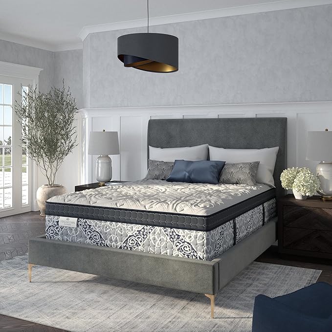 Kingsdown Passions Kelbrooke 16" Ultra Plush Euro Pillow Top Hybrid Mattress California King, Gel Memory Foam Layer Motion Isolation Quilted Top Premium Mattress