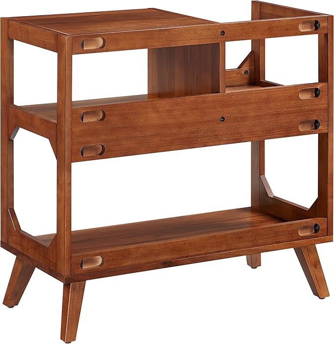 Crosley Furniture Asheville Mid-Century Modern Media Console Record Player Stand, Storage for Vinyl Records, Medium, Walnut