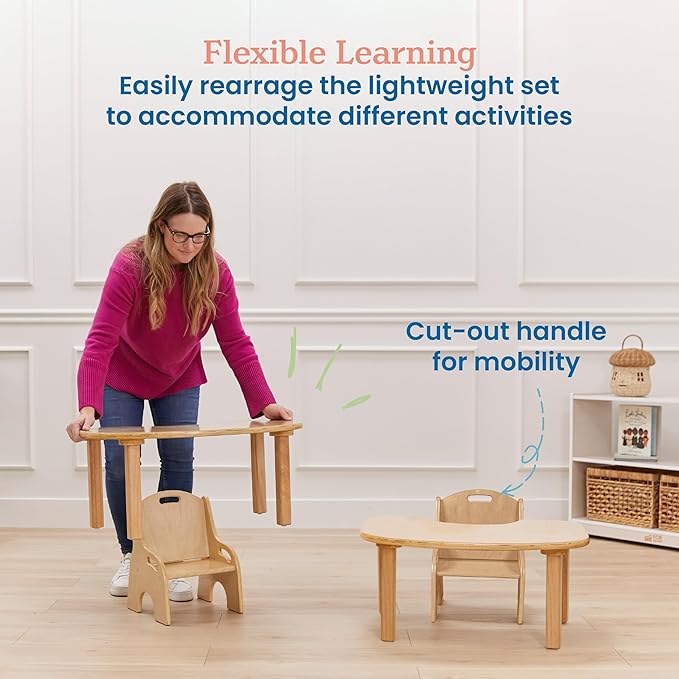 ECR4Kids Little Learner Table and Chair Set, Kids Furniture, Natural
