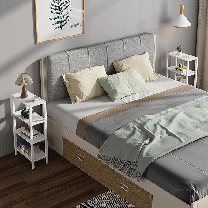 TUTOTAK Small Side Table, Narrow End Table, Skinny Sofa Table, Slim Nightstand, Couch Table, Living Room, Bed Room, White TB01BW078