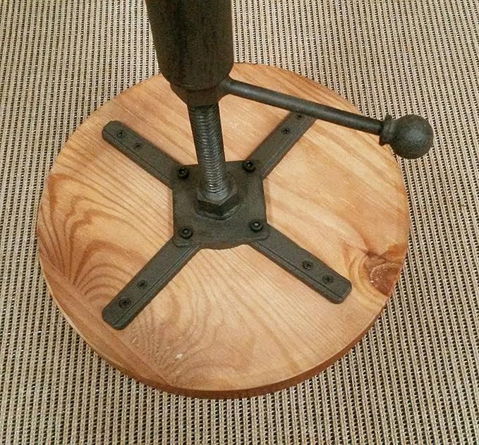 Topower Industrial Retro Vintage Farm Wooden Tractor Stool Kitchen Swivel Height Adjustable bar Stool (Dark Brown)