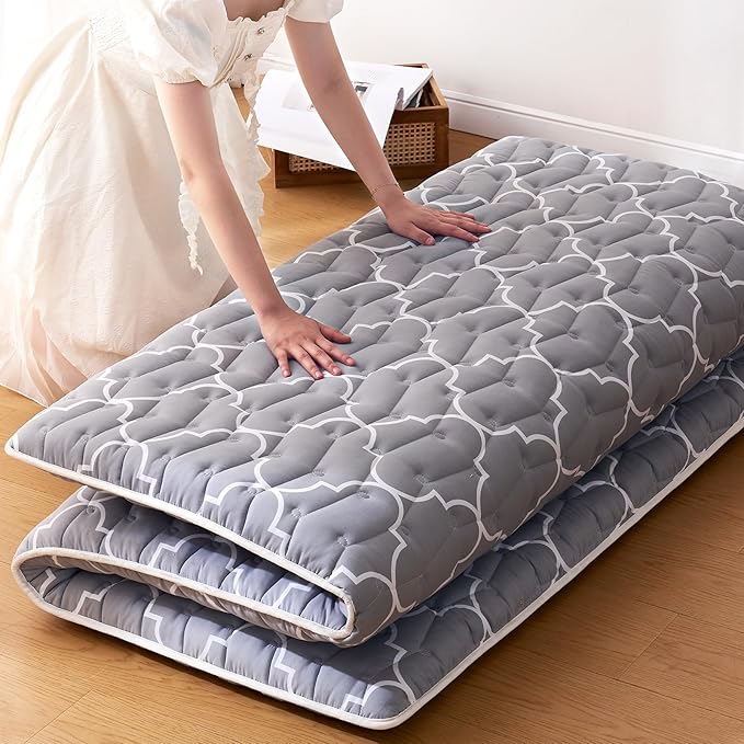 Japanese Futon, High-Density Premium Foam, Thicken Tatami Mat Portable Dormitory Sleeping Pad, Small Single Size 75" X 25"
