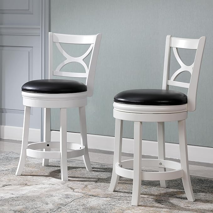 Ball & Cast Swivel Counter Height Barstool 24 Inch Seat Height White Set of 1