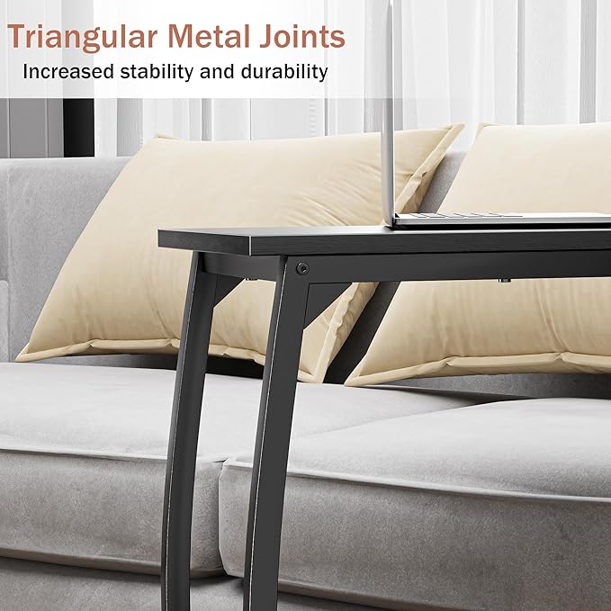 C-Shaped End-Table - Side Table for Couch,Curved Support Legs, Slide Under Couch Table for Sofa, TV Tray Table for Living Room Bedroom(Black)