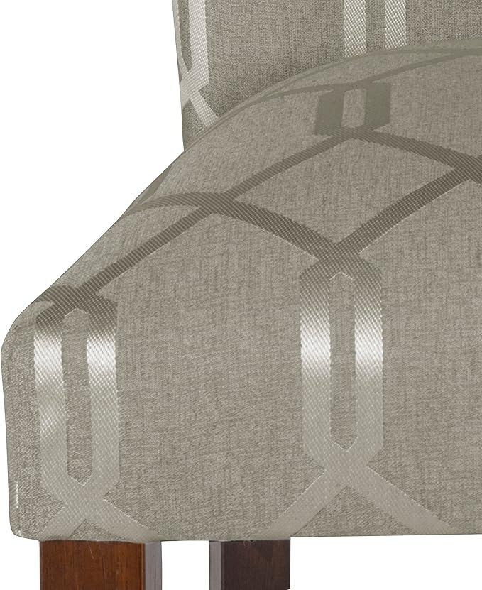 HomePop Classic Parsons Dining Chair - Pewter Gray Cream Lattice (Set of 2)