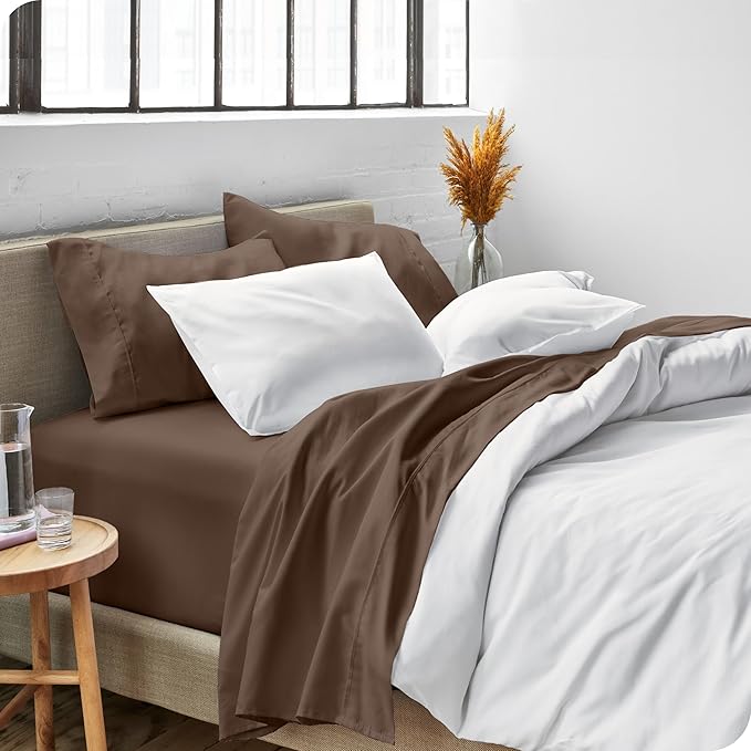 Bare Home Full Sheet Set - Luxury 1800 Ultra-Soft Microfiber Full Bed Sheets - Double Brushed - Deep Pockets - Easy Fit - 4 Piece Set - Bedding Sheets & Pillowcases (Full, Cocoa)