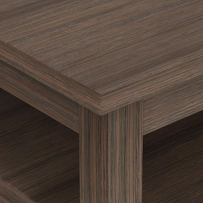 SIMPLIHOME Warm Shaker Coffee Table - 48 inch Wide Solid Wood Cocktail Table in Farmhouse Brown, Transitional Living Room Table with 2 Storage Drawers and Open Shelf for Sitting Area or Lounge