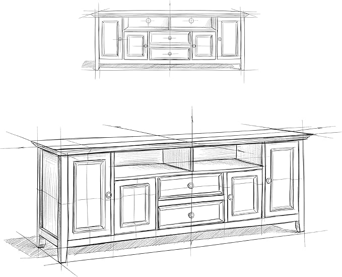 SIMPLIHOME Amherst 72-inch Wide Solid Wood TV Stand in Light Golden Brown, Transitional-Style Media Console for Living Room with Cable Management and Adjustable Shelves, Fits 80" TVs