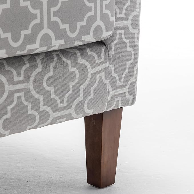 Container Furniture Direct Contemporary Accent Arm Chair with Birch Wood Frame and Velvet Upholstery, Armchair for Office and Living Room Decor, Removable Cushions, 03 Printed Fabric