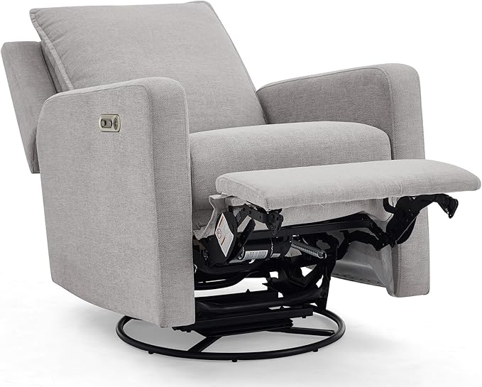 Delta Children babyGap Harlowe Power Recliner with USB-A & Charging Port Greenguard Gold Certified – Stain-Resistant Performance Fabric is Oeko-TEX Standard 100 Certified, Ash