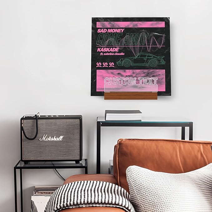 Customized Vinyl Record Stand, Light up Record Holder, Wooden Acrylic Display with Warm White Lights for Albums, Room Decor, for Vinyl Lovers