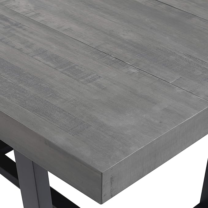Walker Edison Andre Modern Solid Wood Dining Table, 52 Inch, Grey