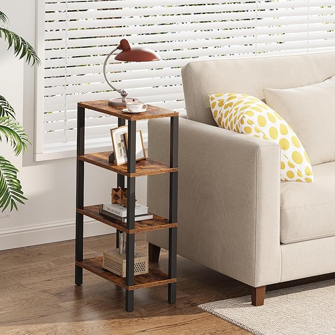 TUTOTAK Small Side Table, Narrow End Table, Skinny Sofa Table, Slim Nightstand, Couch Table, Living Room, Bed Room, Brown TB01BB0782
