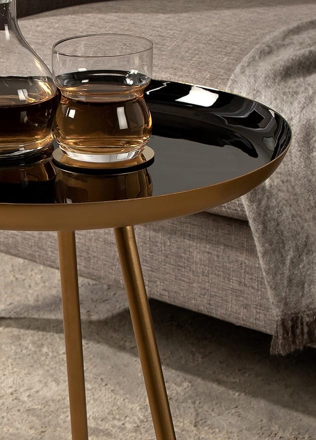 Kate and Laurel Laranya Round Metal Side Table, 15x15x22.5, Black/Gold