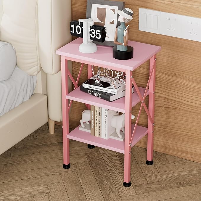 VECELO Modern Nightstands X-Design Side End Table Night Stand with Storage Shelf for Bedroom,Living Room