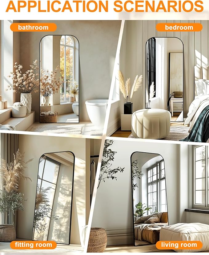 Delma Full Length Mirror, 56" x 25" Standing Large Floor Mirror with Aluminum Frame for Bedroom, Living Room,Bathroom