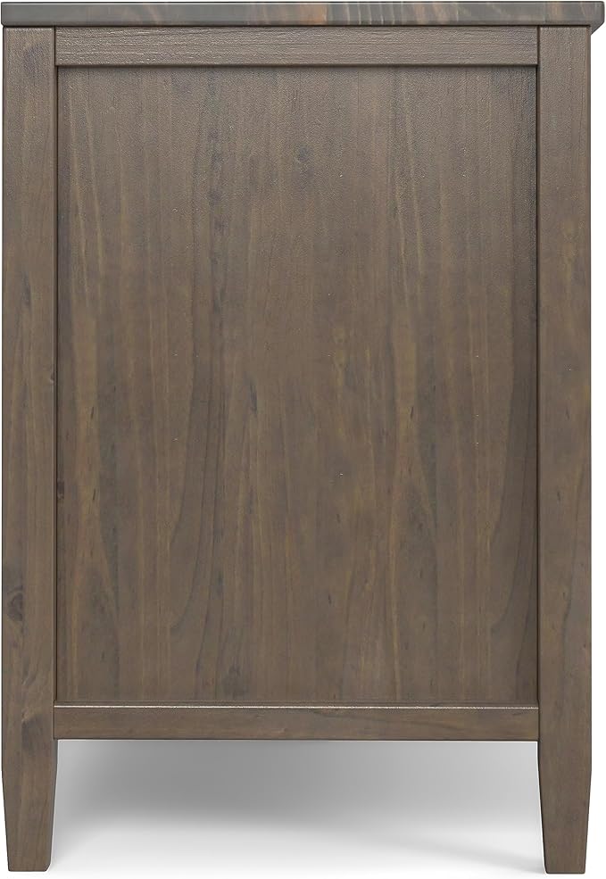SIMPLIHOME Ela SOLID WOOD 72 inch Wide Transitional TV Media Stand in Smoky Brown For TVs up to 80 inches for the Living Room and Entertainment Center