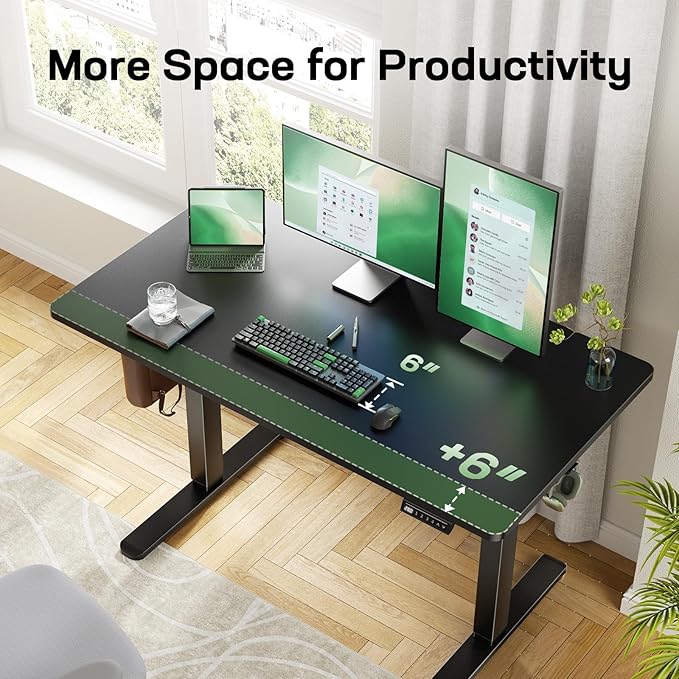 Marsail Electric Standing Desk with One-Piece Desktop,48 x 24 Height Adjustable Office Gaming Computer Desk with Deeper Tabletop,Home Office Stand up Desk with 4 Memory Presets, Table for Bedroom