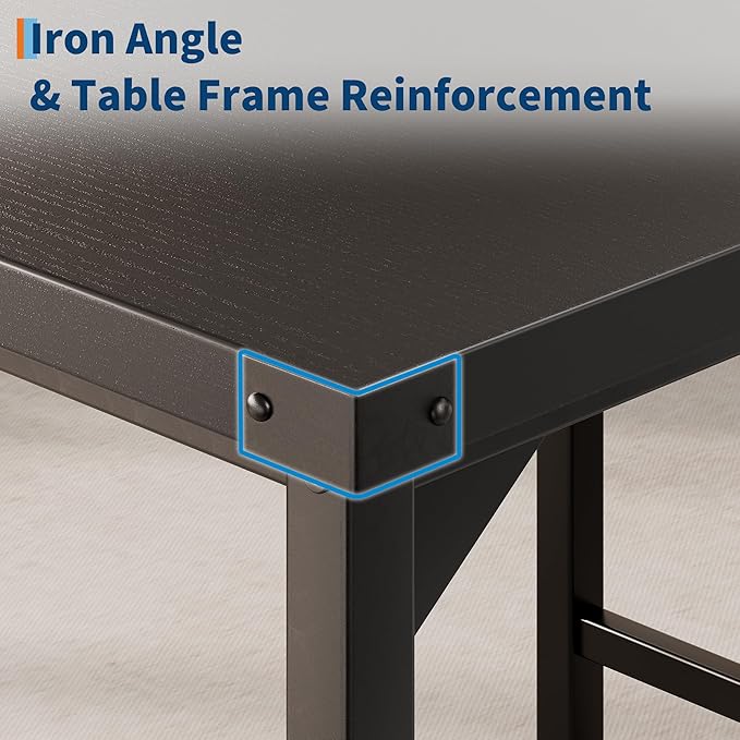 IDEALHOUSE Dining Table Set for 2 w/Counter Height Table & 2 Upholstered Bar Stools, 3-Piece Kitchen Table Set with Footrest & Corner Protector, for Kitchen Room, Apartment, Pub