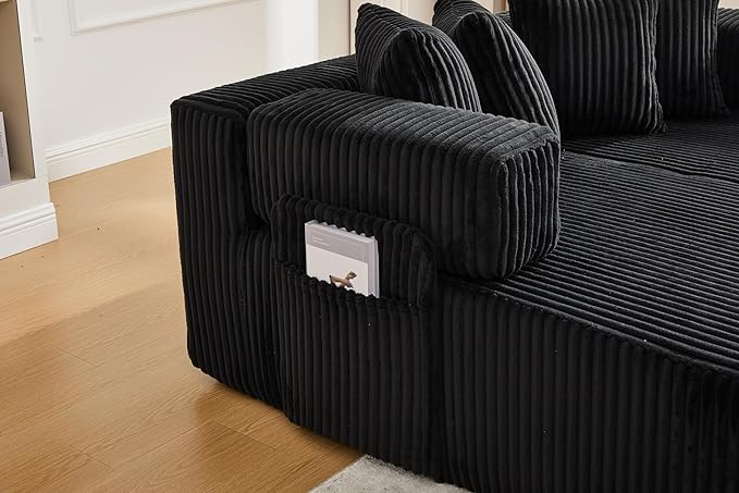 Eafurn DIY Combination Compression Modular Sectional Sofa with Double Chaise Lounge, 146" Oversized U Shaped Boneless Couch with Deep Seat Convertible Sleeper Sofabed w/Throw Pillows