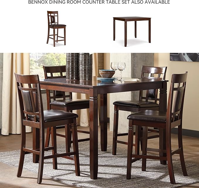 Signature Design by Ashley Bennox Dining Room Set, Includes Table, 4 18" Chairs & Bench, Brown