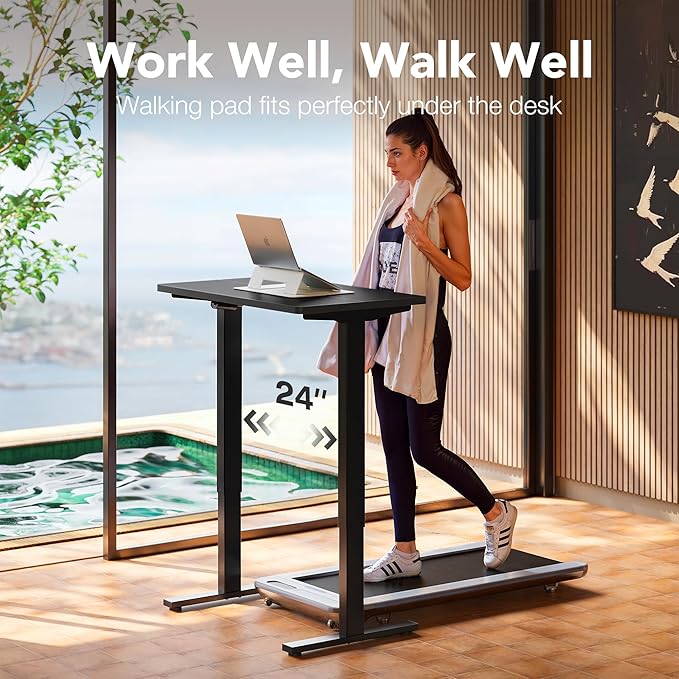 HUANUO 32" Small Electric Standing Desk Adjustable Height, 4 Memory Height Settings, Sit Stand Up Desk for Home Office & Computer Workstation, Black