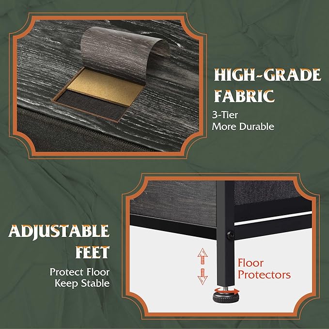 WLIVE Dresser for Bedroom with 5 Drawers, Wide Chest of Drawers, Fabric Dresser, Storage Organizer Unit with Fabric Bins for Closet, Living Room, Hallway, Charcoal Black Wood Grain Print
