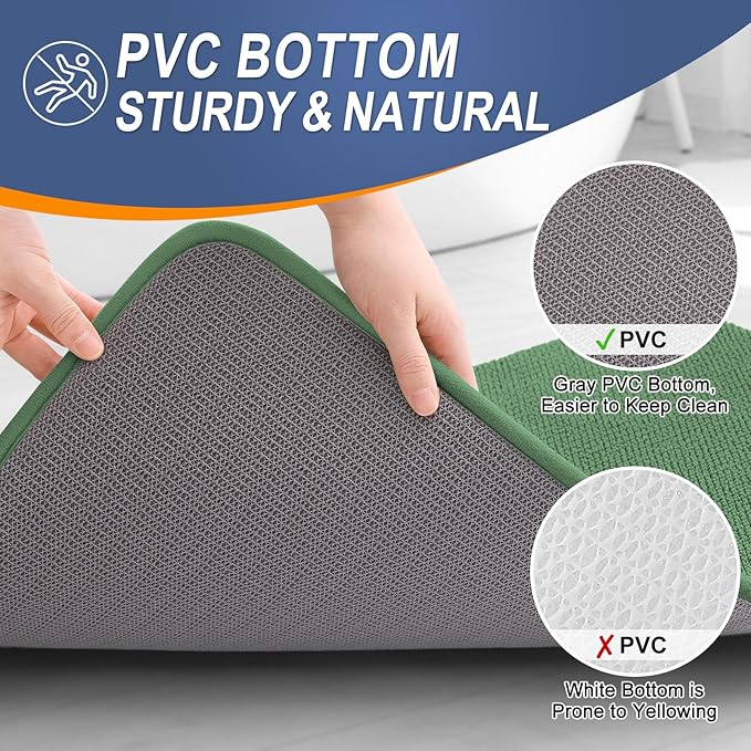 OLANLY Thick Memory Foam Bath Mat Rug 36x24, Extra Soft Absorbent Bathroom Rug, Quick Dry Bath Mats, Non-Slip, Machine Washable Carpet for Bathroom, Tub and Shower, Home Decor Accessories, Olive Green