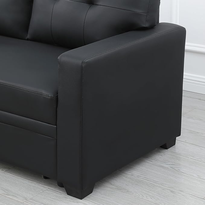 Devion Furniture Maison 4-in-1 Convertible L Shaped Couch with Pull Out Bed and Storage, Sectional Sleeper Sofa with Reversible Chaise for Living Room, Apartment, Bedroom, Office
