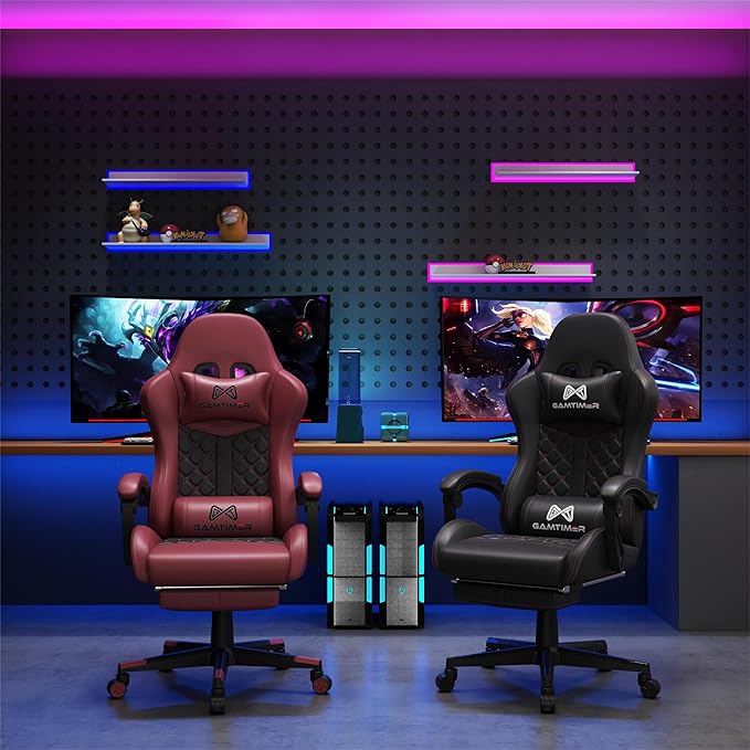 Gaming Chair, 400 lbs Adult Chair, High Back Computer Chair with Footrest and Linked Armrests, Office Video Game Chair with Lumbar Support (Black)
