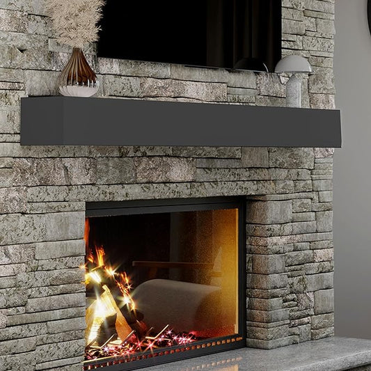 72" Floating Mantel Shelf - Modern White Fireplace Mantel with Matte Lacquer Finish for Living Room Elegance (72", Slate Grey)