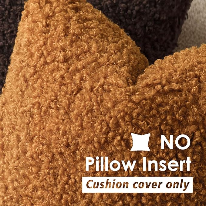 Foindtower 2 Pieces 18x18 Inch Orange, Faux Fur Throw Pillow Cover Accent Sherpa Furry Pillow Covers Fuzzy Soft Pillowcases Cozy Sheepskin Decorative Fleece Cushion Case for Bed Couch Living Room