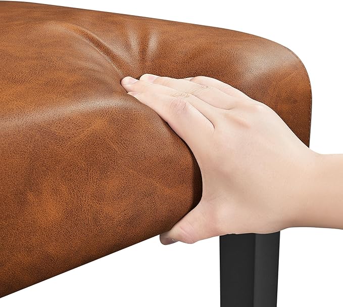 Yaheetech Dining Chairs Set of 2 Modern Style Faux Leather Dining Room Chairs with Solid Wood Legs and Button Tufted Padded for Home Kitchen, Retro Brown