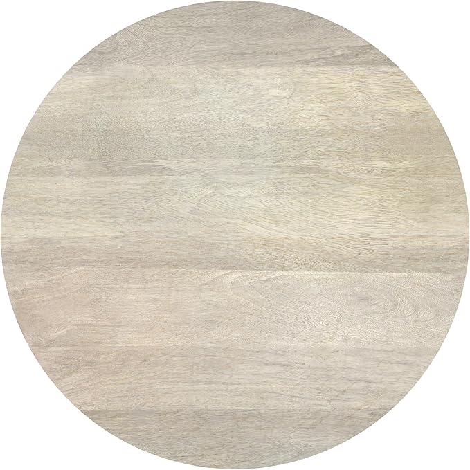 SIMPLIHOME Finchley Solid Mango Wood 18 inch Wide Round Contemporary Side Table in White Wash, Fully Assembled for The Living Room and Bedroom