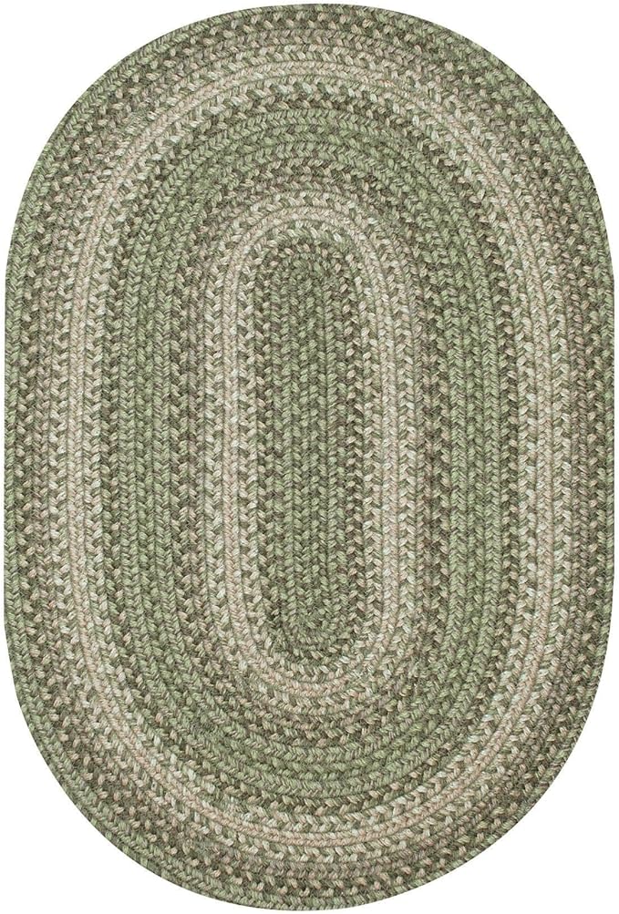 Grassland Green Oval Braided Rug, 2x3' - Handmade with Jute, Warm Country Rustic Decor, Perfect for Bathrooms and Entryways - Reversible and Easy to Clean