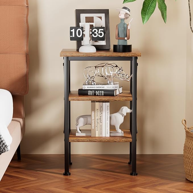 VECELO Modern Nightstands X-Design Side End Table Night Stand with Storage Shelf for Bedroom,Living Room