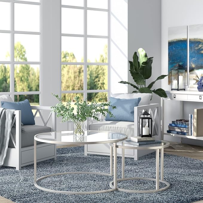 Watson Round Nested Coffee Table in Satin Nickel