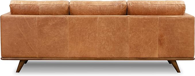 Poly & Bark Nolita Leather Couch - 85-Inch Sofa - Full-Grain Leather Sofa for Living Room with Feather-Down Topper - Living Room Couch - Pure-Aniline Vintage Italian Leather in Cognac Tan