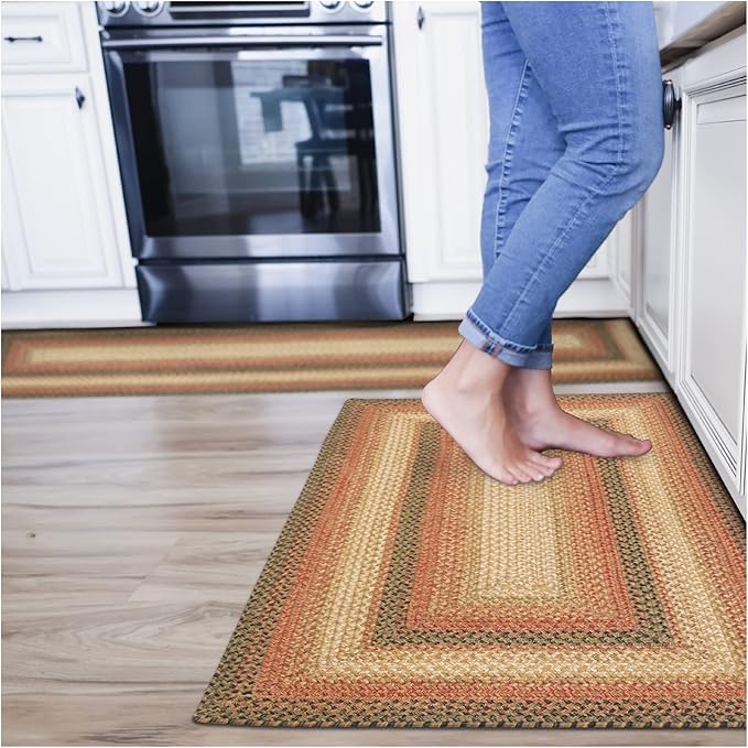 Russet Multi Color Jute Braided Rug Runner, 22x72 Rectangle - Warm Country Decor, Perfect for Laundry Rooms, Kitchens and Entryways - Reversible and Easy to Clean