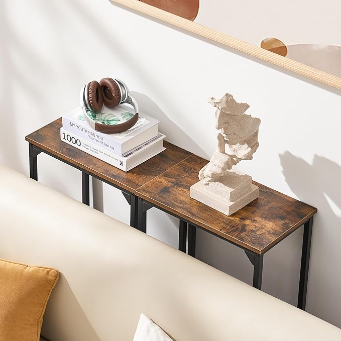 Console Table, Narrow Entryway Table, Thin Sofa Table, Behind Couch Table,for Hallway, Bedroom, Living Room, Foyer, 9.4 x 15.7 x 31.5 Inches, Rustic Brown