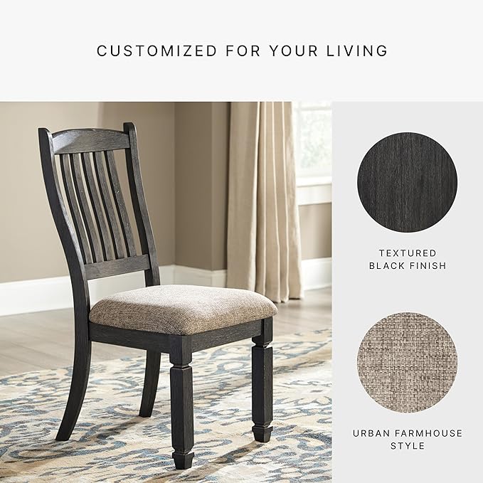 Signature Design by Ashley Tyler Creek 20" Dining Room Upholstered Chair, 2 Count, Antique Black